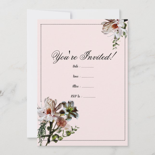 Convite Modern Floral Invite Modelo (Frente)
