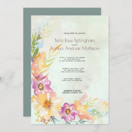 Convite Modern Floral Pastel Wedding