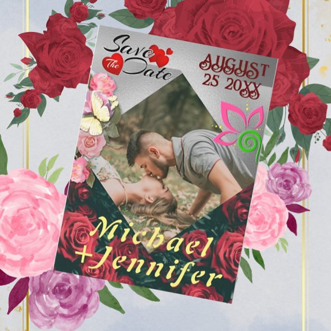 Convite Modern Floral Salve o Casamento Personalizado de F (Criador carregado)