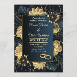 Convite Modern Floral Wedding Invitation Custom card