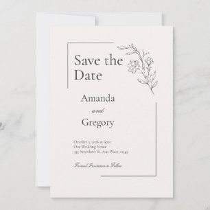 Convite Modern Floral Wedding Salvar Data