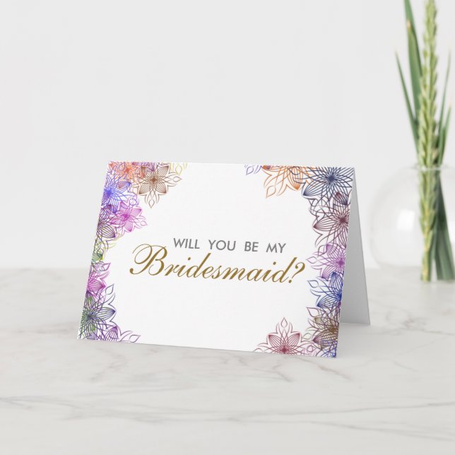 Convite Modern Floral Will You Be My Bridesmaid Invitation (Frente)