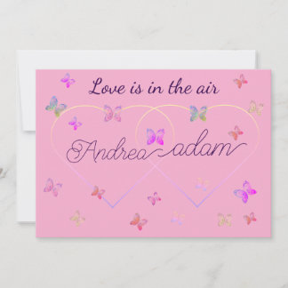 Convite modern flying butterflies heart invitation
