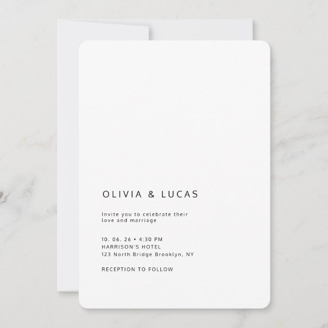 Convite Modern Formal Classic Wedding Invitation (Frente)