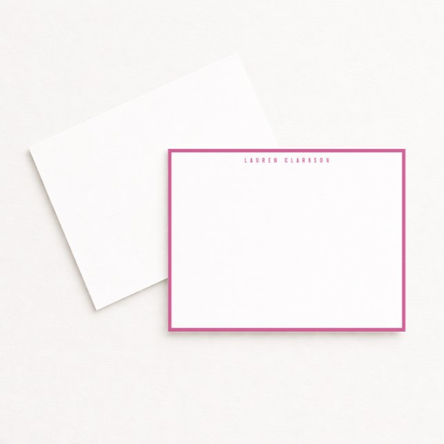 Convite Modern Fuchsia Pink Border Note Card (Criador carregado)