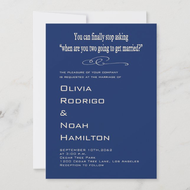 Convite Modern Funny Black White Wedding Invitation (Frente)