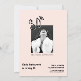 Convite Modern Funny Light Pink Photo 30th Brithday