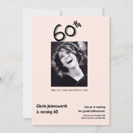 Convite Modern Funny Light Pink Photo 60th Birthday