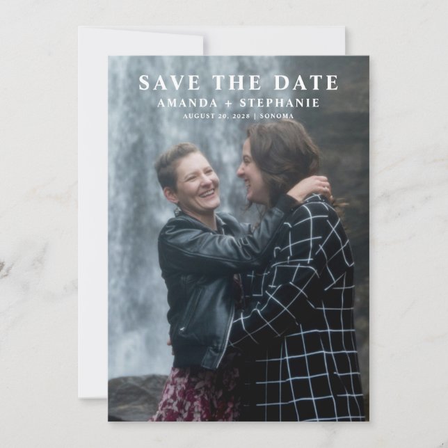 Convite Modern Gay Couple Photo Save the date (Frente)