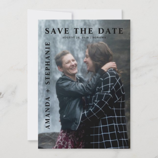 Convite Modern Gay Couple Photo Save the date (Frente)
