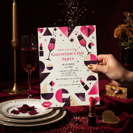 Convite Modern Geometric Galentine's Invitation