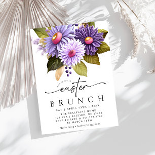 Convite Modern Gerbera Lilac Floral Páscoa Brunch