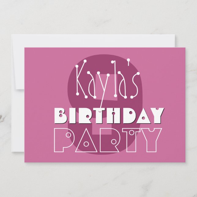 Convite Modern Girls 9º Aniversário Estrelas Rosa Ver 002  (Frente)