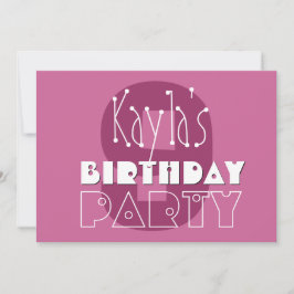 Convite Modern Girls 9º Aniversário Estrelas Rosa Ver 002