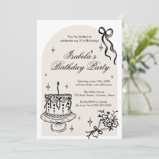Convite Modern girly doodle Birthday Invitation