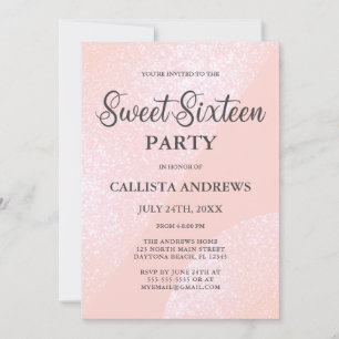 Convite Modern Girly Pink Glitter Geométrico Sweet 16