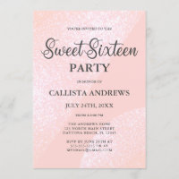 Modern Girly Pink Glitter Geométrico Sweet 16