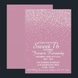 Convite Modern Glam Confetti Sweet 16 Aniversário<br><div class="desc">Celebre em estilo com esses convites de aniversário de tendências. Esta design é fácil de personalizar com a sua redação de eventos especiais e seus convidados ficarão entusiasmados quando receberem estes convites fabulosos.</div>