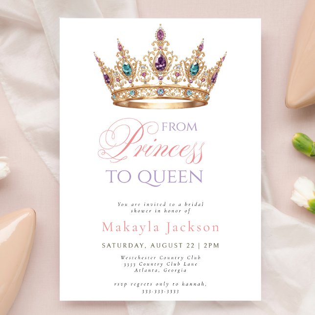 Convite Modern Gold Crown Elegant Bridal Shower Invitation (Criador carregado)