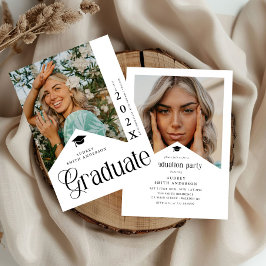 Convite Modern Graduate Photo Graduation Party Ribbon 