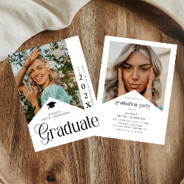 Convite Modern Graduate Photo Graduation Party Ribbon