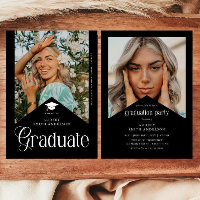 Convite Modern Graduate Photo Graduation Party Ribbon (Criador carregado)