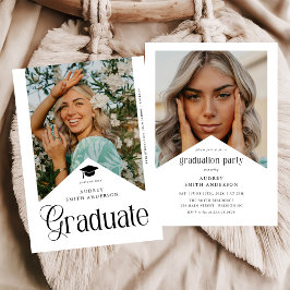 Convite Modern Graduate Photo Graduation Party Ribbon