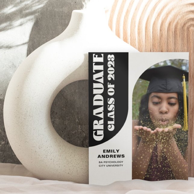 Convite Modern Graduate White Arch & Photo Grad Party  (Criador carregado)