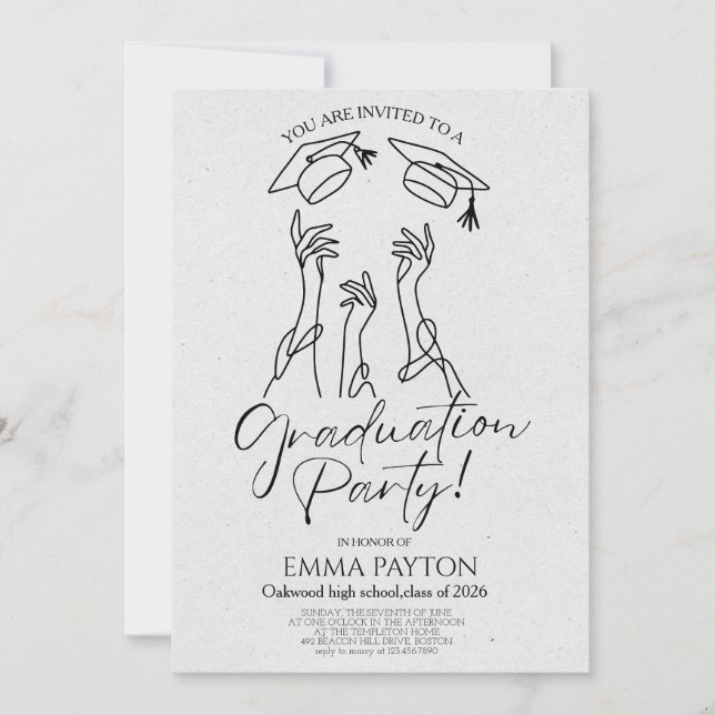 Convite Modern Graduation Celebration  (Frente)