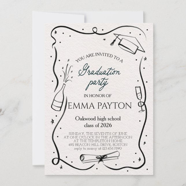 Convite Modern Graduation Celebration  (Frente)