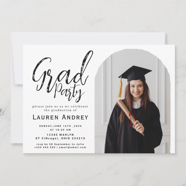 Convite Modern Graduation Party Invitation (Frente)