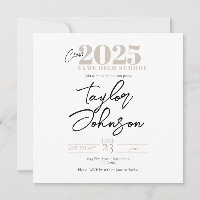 Convite Modern Graduation Party Invitation  (Frente)