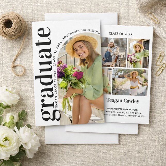 Convite Modern Graduation Photo Collage Invitation (Criador carregado)