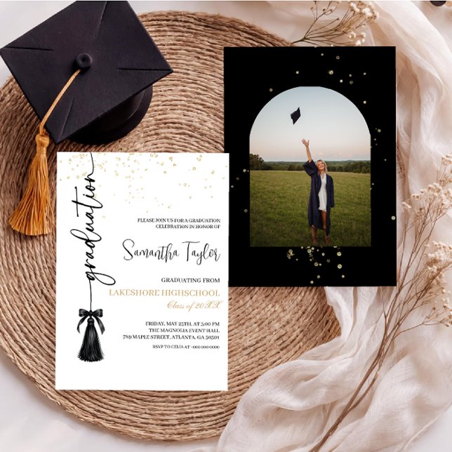 Convite Modern Graduation with Photo Invitation (Criador carregado)