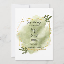 Convite Modern Green Leaf Save the Date