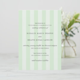 Convite Modern Green Stripes Elegant Wedding