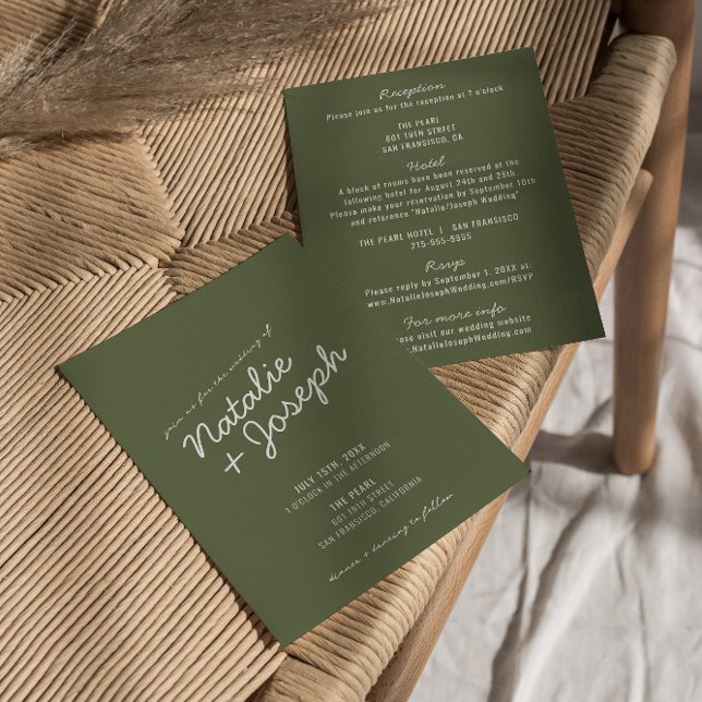 Convite Modern Green Whimsical Summer All In One Wedding (Criador carregado)
