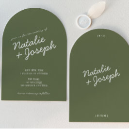 Convite Modern Green Whimsical Summer Arched Wedding
