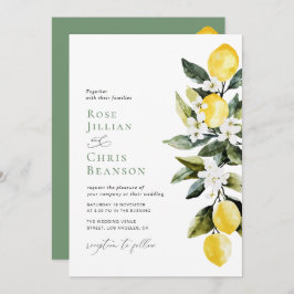 Convite Modern Greenery Lemon Floral Weddim