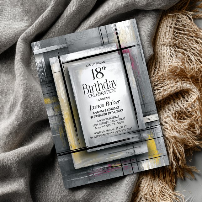 Convite Modern Grey 18th Birthday Party (Criador carregado)