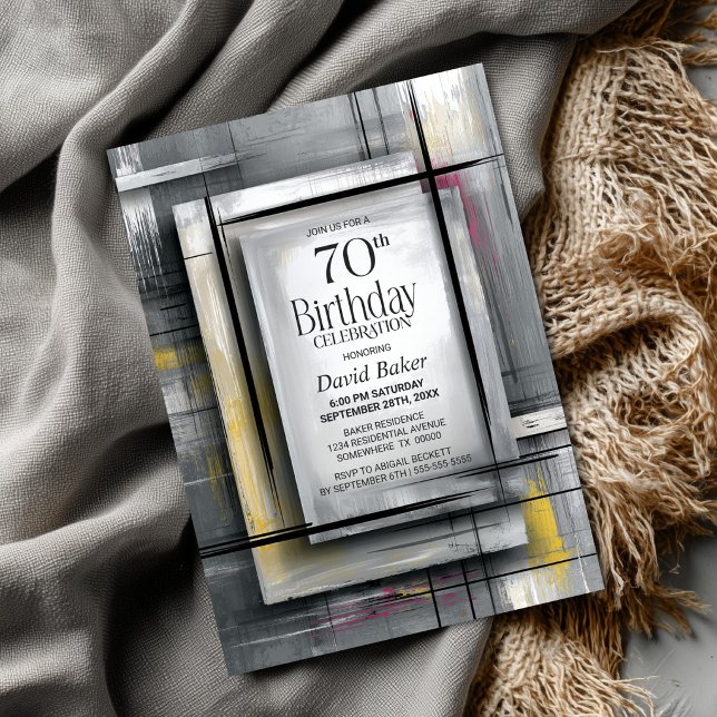 Convite Modern Grey 70th Birthday Party (Criador carregado)