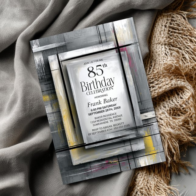 Convite Modern Grey 85th Birthday Party (Criador carregado)