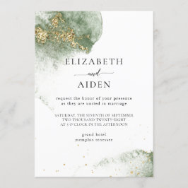 Convite Modern Grün Gold ( Imitat) Watercolour Kleckse