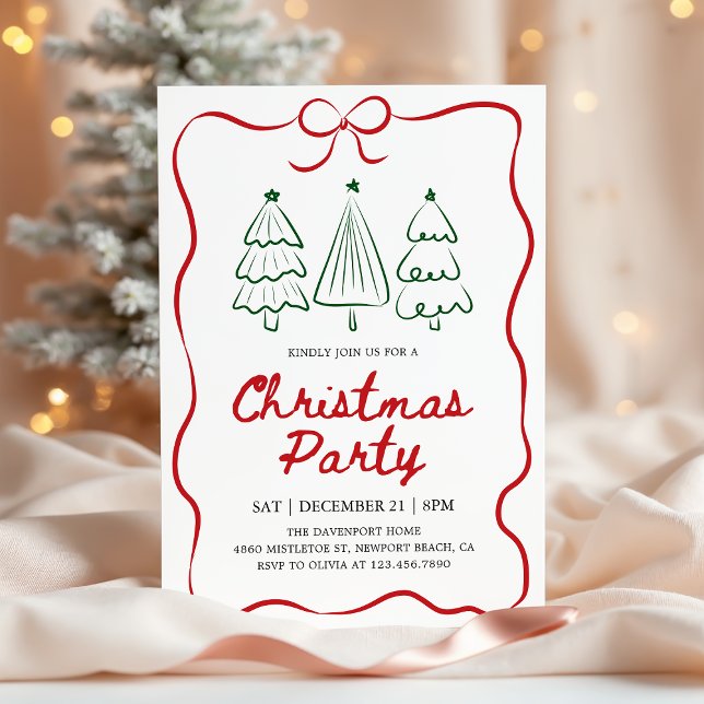Convite Modern Hand Drawn Christmas Tree Holiday Party (Criador carregado)
