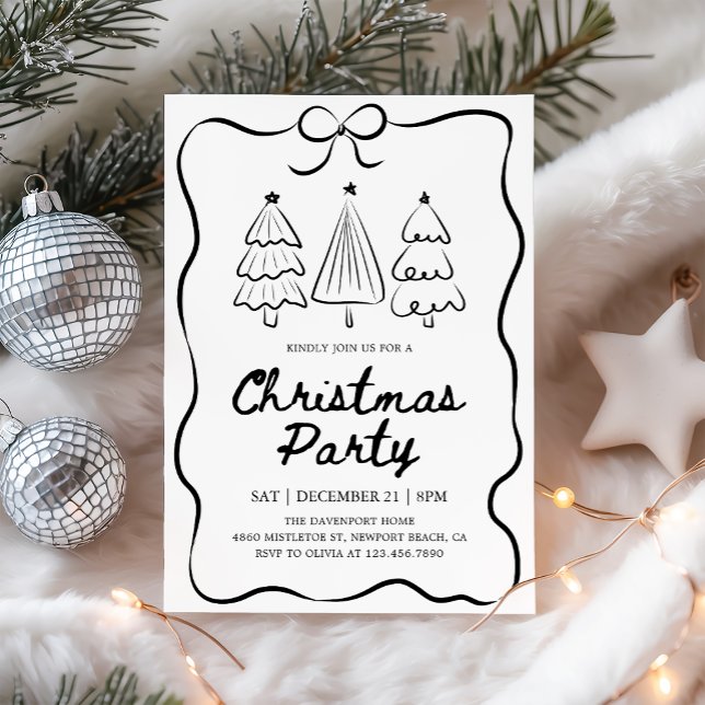 Convite Modern Hand Drawn Christmas Tree Holiday Party (Criador carregado)