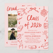Modern Hand Drawn Class of 2026 Graduation Party