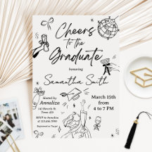 Modern Hand Drawn Photo Graduation Party