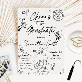 Convite Modern Hand Drawn Photo Graduation Party