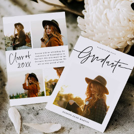 Convite Modern Hand Lettered Graduation Announcement Card 