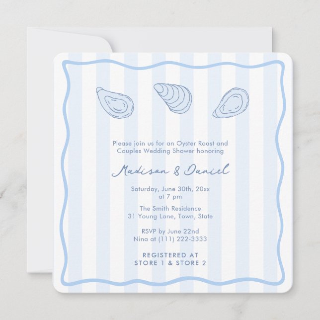 Convite Modern Handwritten Oyster Roast Coed Bridal Shower (Frente)